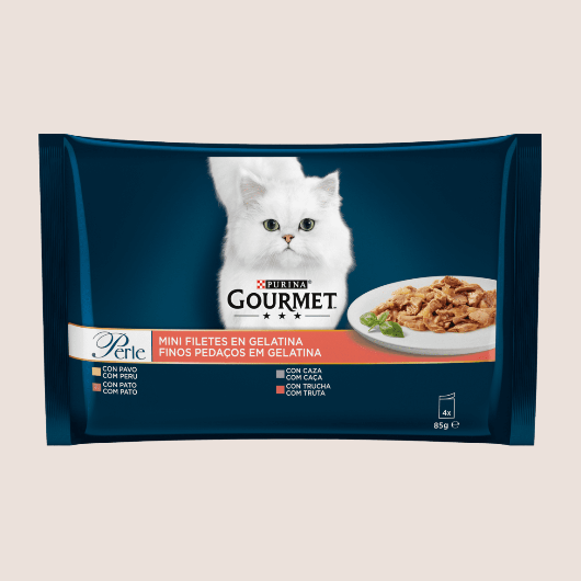 Purina Gourmet Perle Finas Láminas en Gelatina 4 x 85 gr