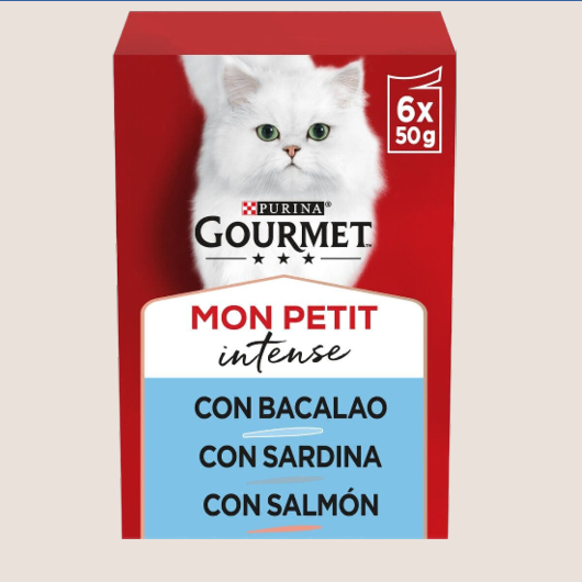 Purina Gourmet Mon Petit con con Bacalao, Sardina y Salmón 6 x 50 gr