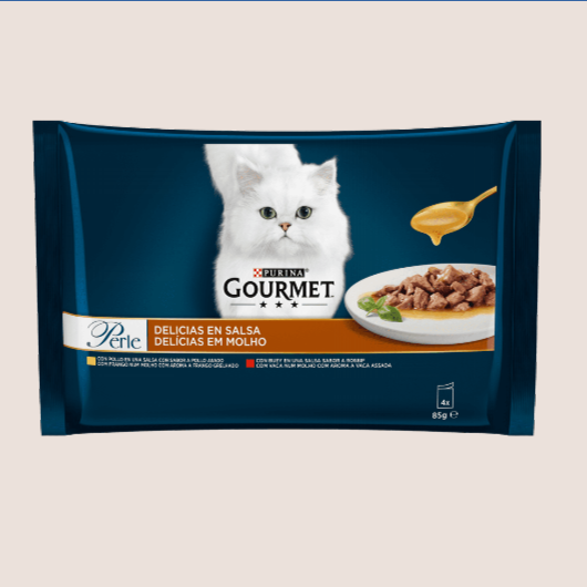 Purina Gourmet Perle Delicias en Salsa Pollo y Buey 4 x 85 gr