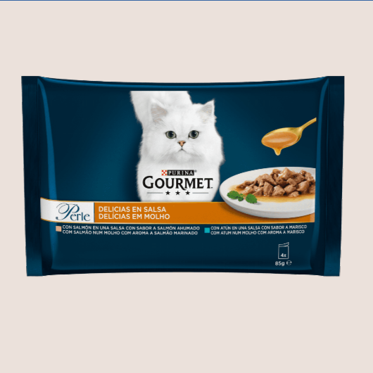 Purina Gourmet Perle Delicias en Salsa con Salmón y Atún 4 x 85 gr