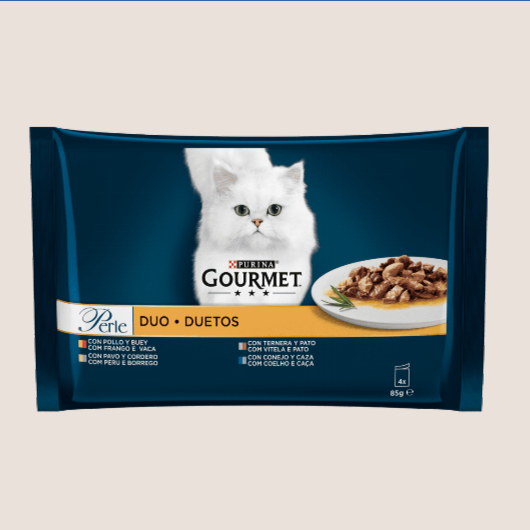 Purina Gourmet Perle Finas Láminas DUO con Carnes Delicadas 4 x 85 gr