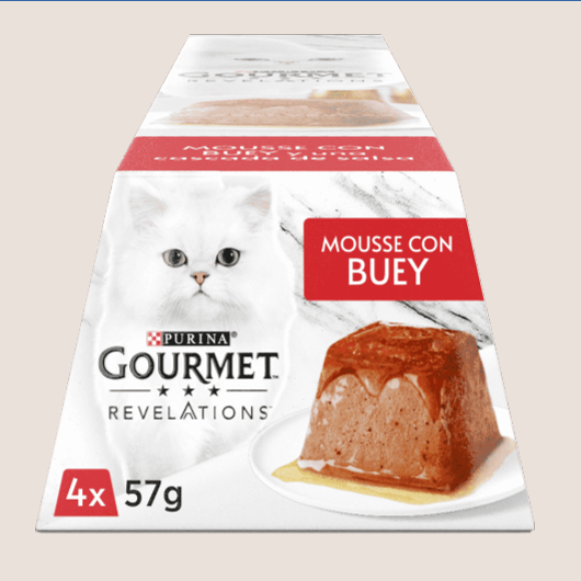 Purina Gourmet Revelations Pirámide con Buey 4 x 57 gr (Mousse)